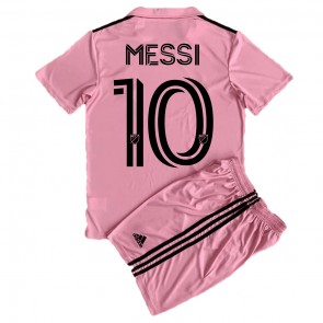Inter Miami Lionel Messi #10 kläder Barn 2023-24 Hemmatröja Kortärmad (+ korta byxor)